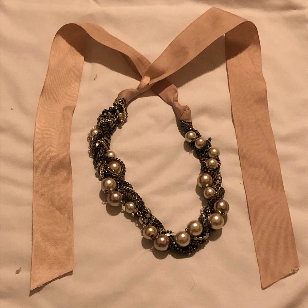 Statement pearl and rhinestone necklace